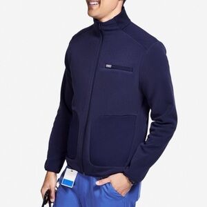 FIGS Men’s On Shift Navy Blue Fleece Full Zip Jacket XL